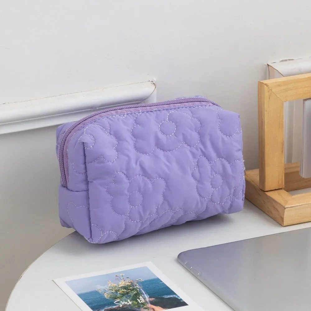 trousse de maquillage de voyage souple de grande capacité pour femmes, sac de rangement de fleurs matelassées, trousse de toilette portable, sac de détermination, document de bonbons à la mode