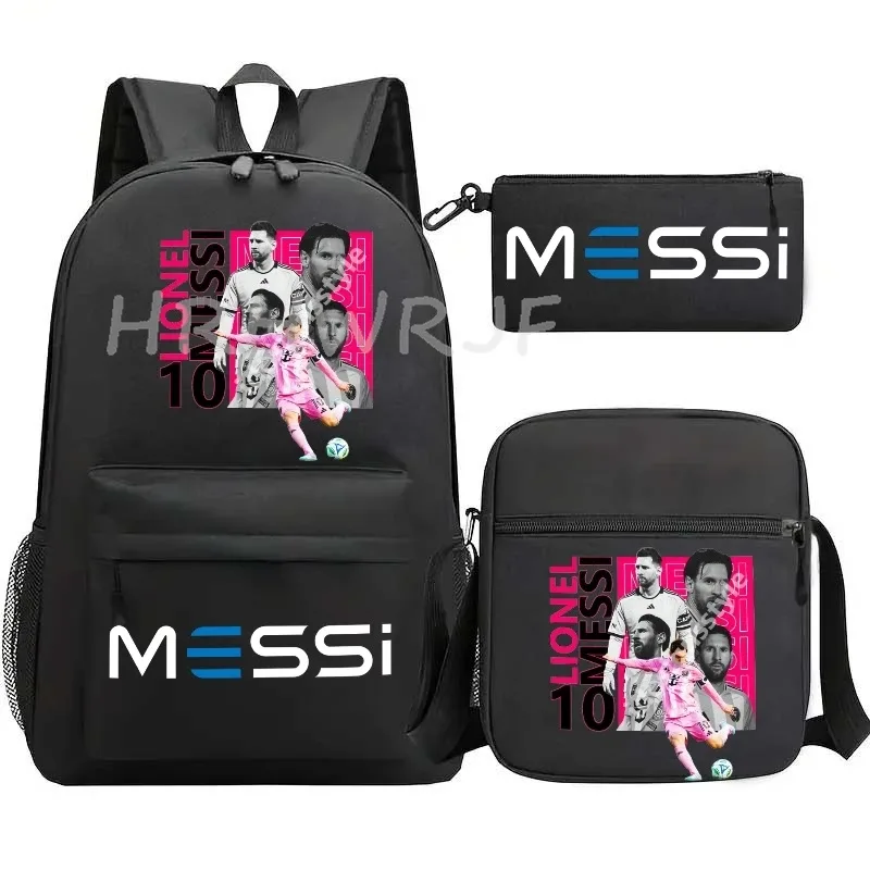 lot de 3 sacs à dos messi en nylon, simples, pour le sport, avec compartiment pour ordinateur portable, sacs à dos décontractés pour l'école, les voyages et les trajets quotidiens