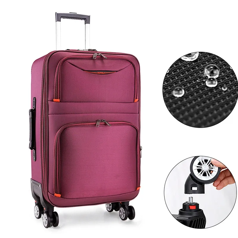 valise de voyage grande capacité, sac à roulettes imperméable en oxford, roulettes universelles, 20 pouces, bagage cabine