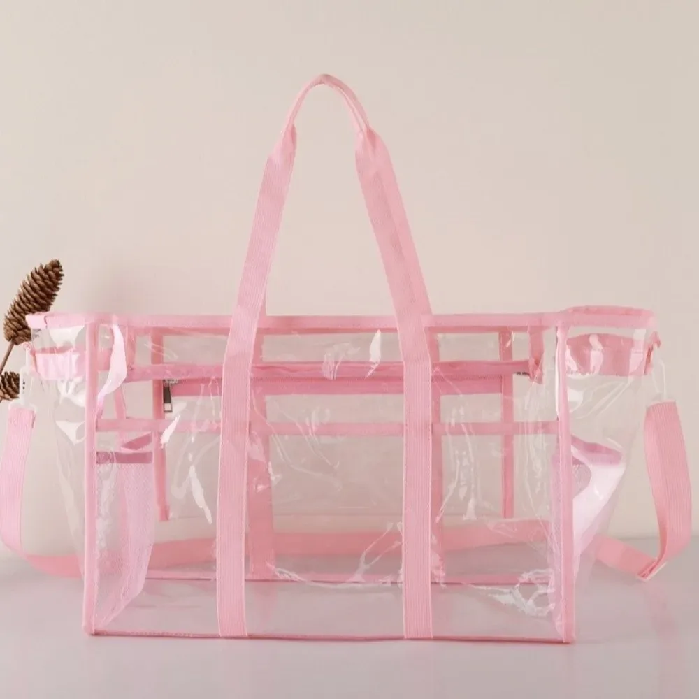 sac bandoulière transparent grande capacité, sac de toilette imperméable en pvc, sac de plage et de natation léger et surdimensionné