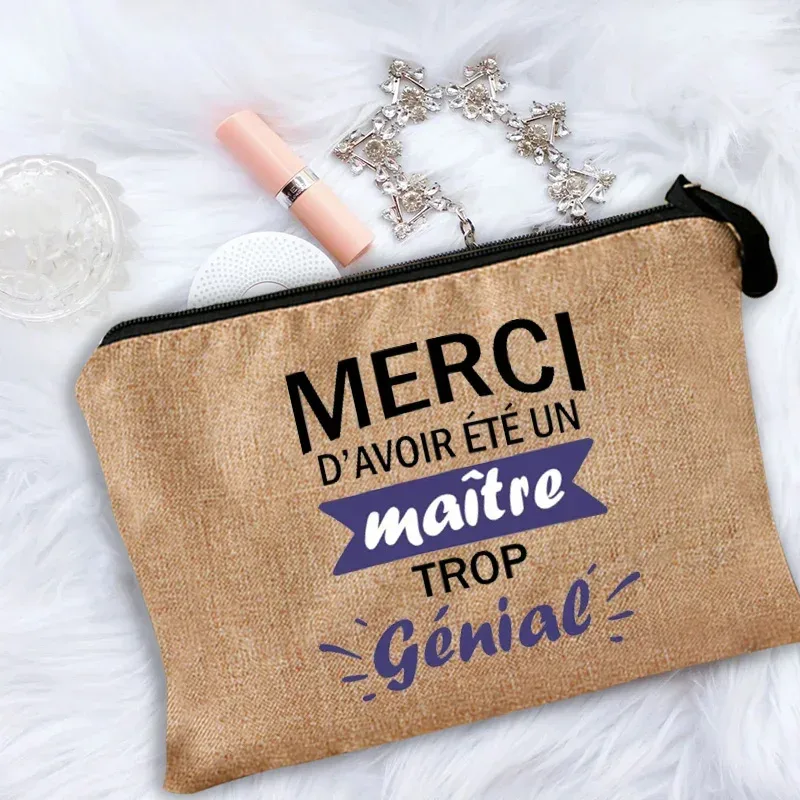trousse de maquillage pour femmes, trousse à cosmétiques pour enseignant merci maîtresse, sac de rangement pour maîtresse, sac à main, pochettes à fermeture éclair, cadeau pour enseignant