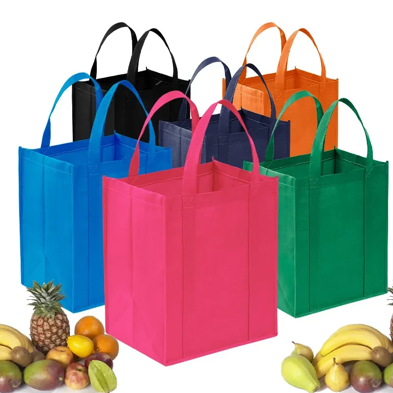 sacs fourre-tout non tissés, sac de rangement de voyage pliable, sacs de courses réutilisables, grands sacs fourre-tout légers pour promotionnels