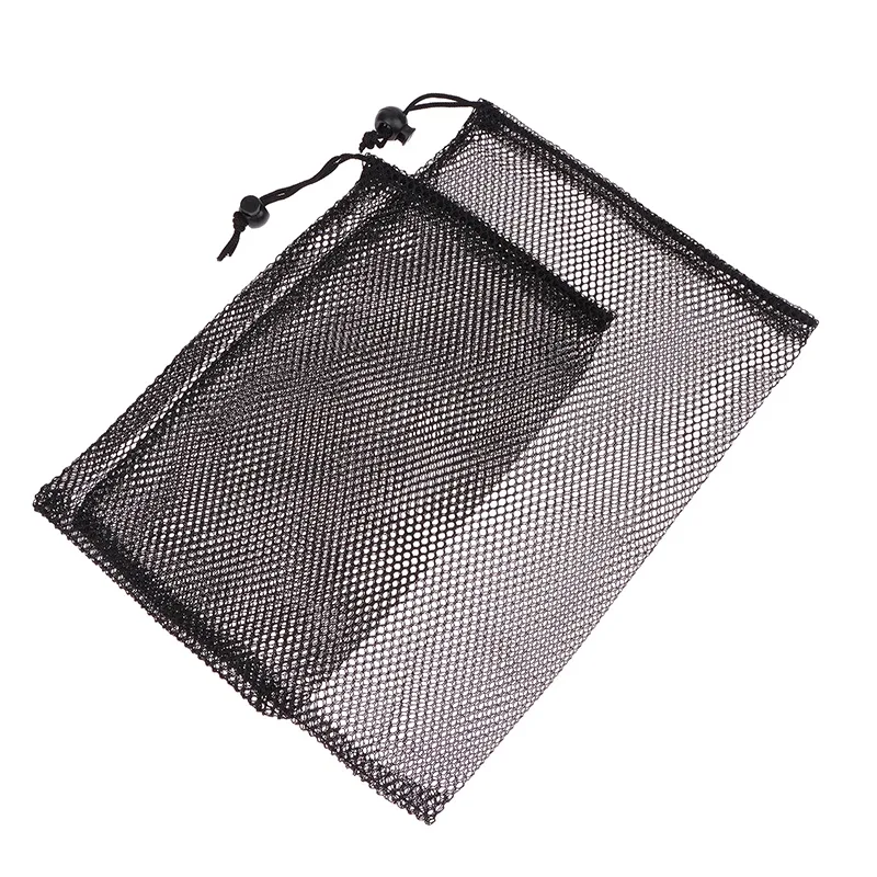 sac de rangement multifonctionnel en nylon noir durable avec cordon de serrage, idéal pour la maison, les voyages, les activités de plein air, le linge et comme sac de rangement.