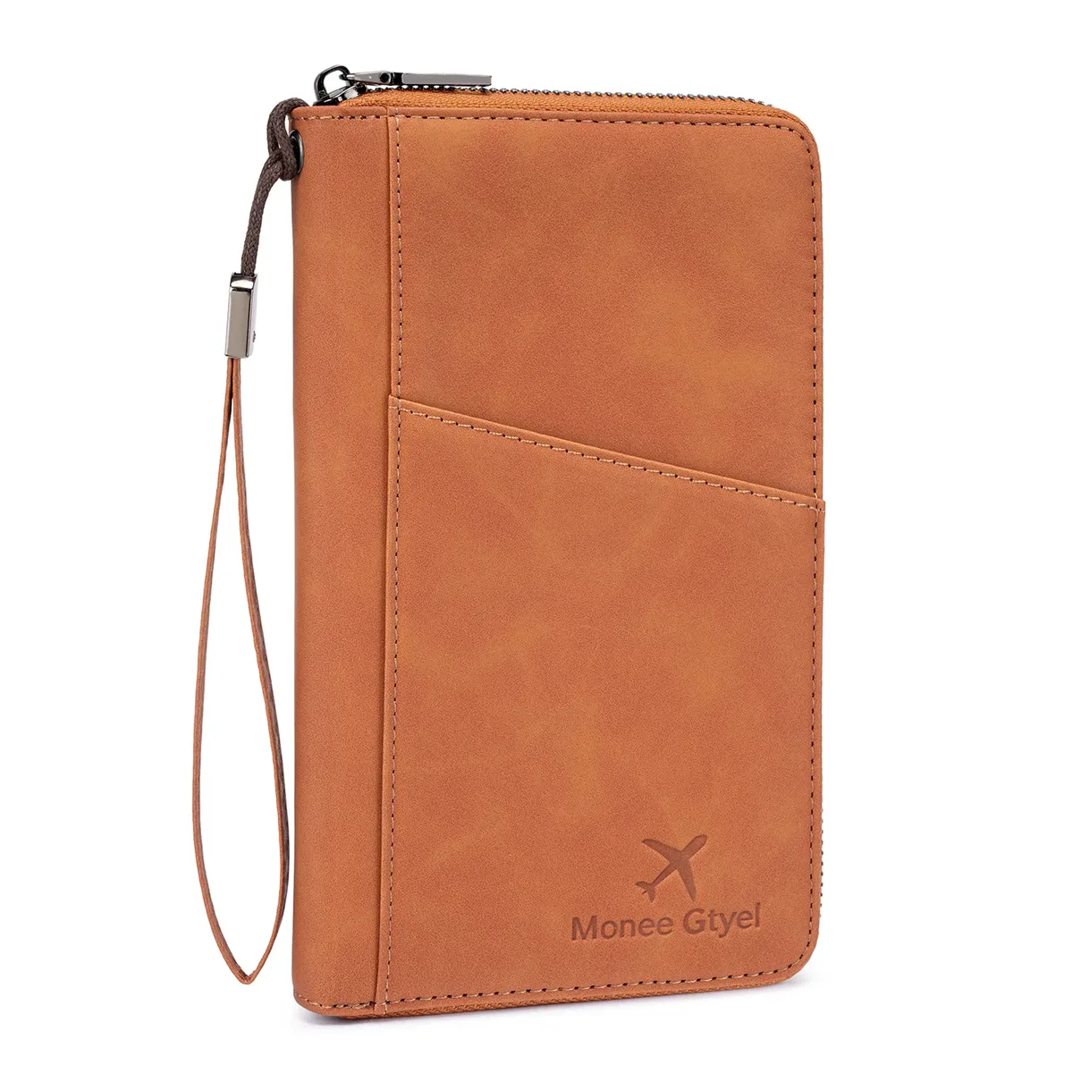 porte-passeport anti-vol rfid, portefeuille de voyage, organisateur de documents en similicuir avec fermeture éclair, couverture de passeport avec sangle de poignet