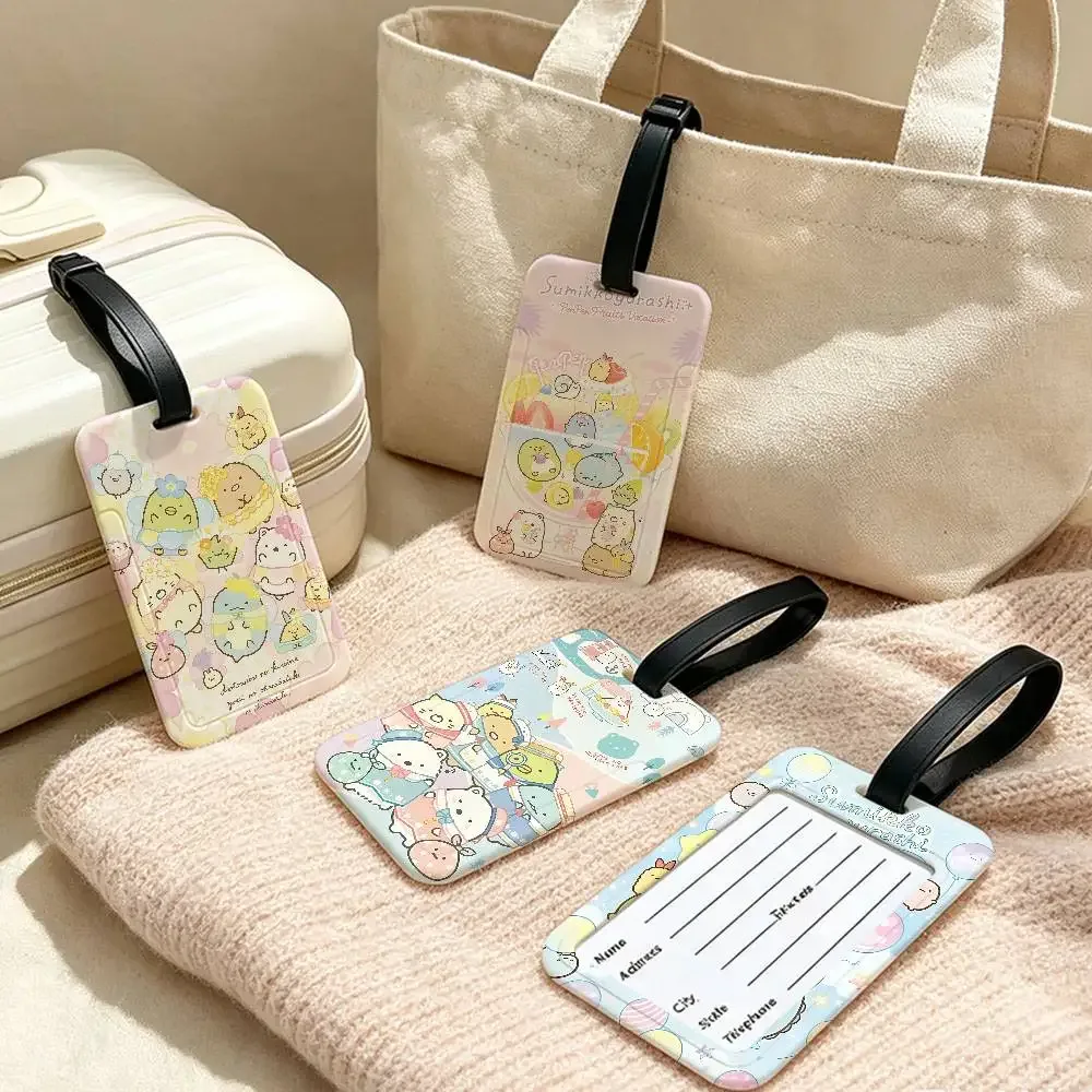 porte-étiquette d'identification anti-perte en pvc flexible sumikko gurashi, anime japonais, pour tous types de sacs de voyage