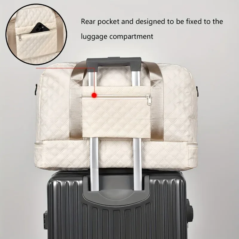 sac de voyage décontracté en nylon, grande capacité pour le sport et le fitness, sac de week-end portable à plusieurs poches pour la nuit.