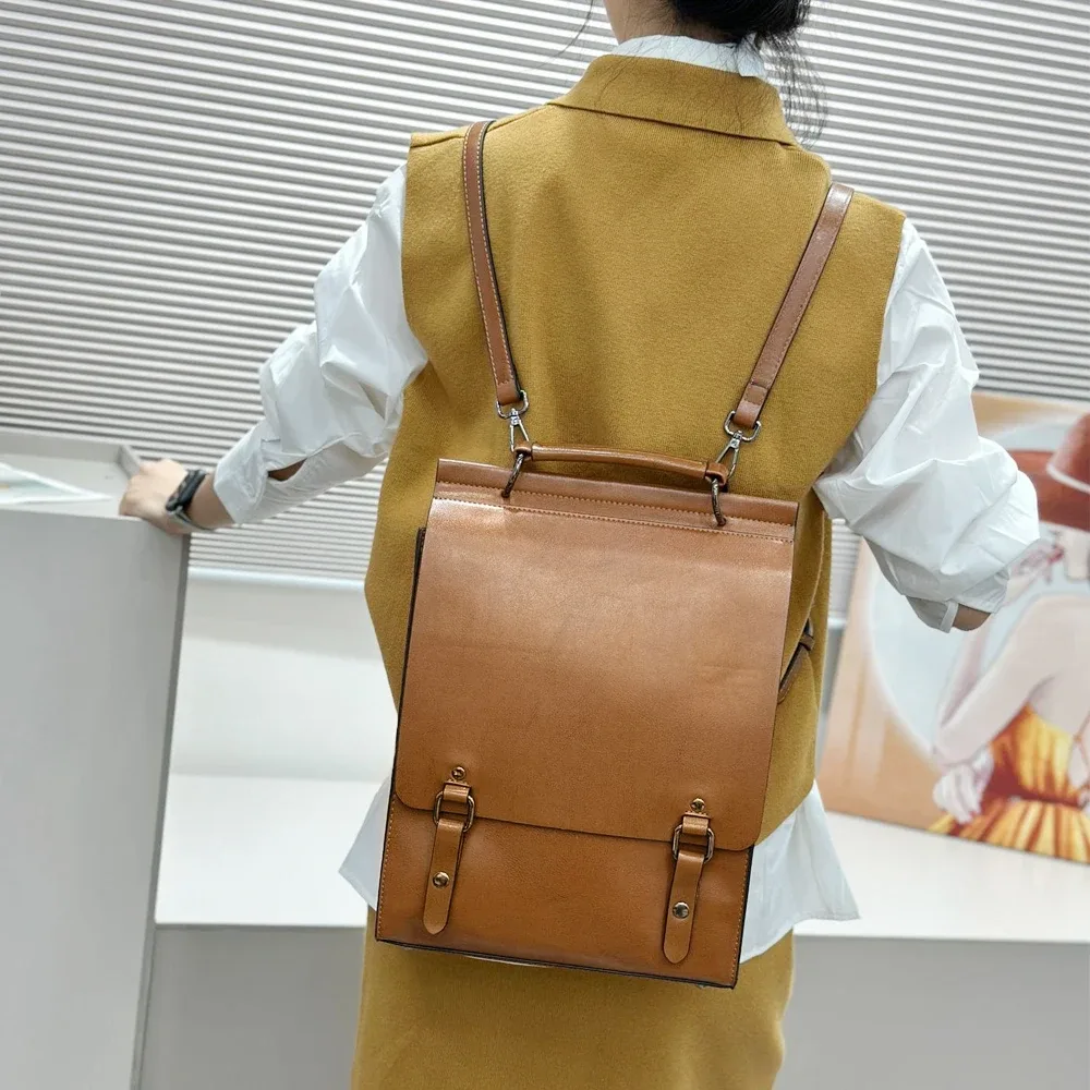 sac à dos en cuir véritable pour femmes, sac à bandoulière pour livre, sacs d'école en véritable peau de vache, sac à dos pour ordinateur portable, sacoches à bandoulière