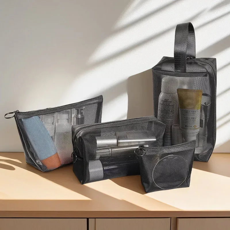 kit d'organisateur de maquillage translucide pour femmes, 1 pièce, sacs de toilette de lavage de voyage en forme de cœur, petite pochette cosmétique transparente