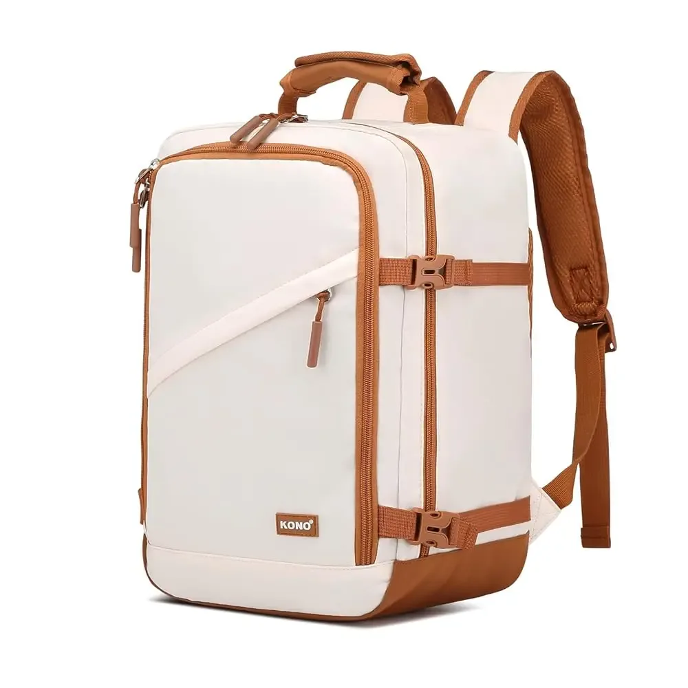 sac de cabine kono pour ryanair (40x30x20 cm, 24l), sac à dos de voyage sous siège, taille cabine, noir/marron