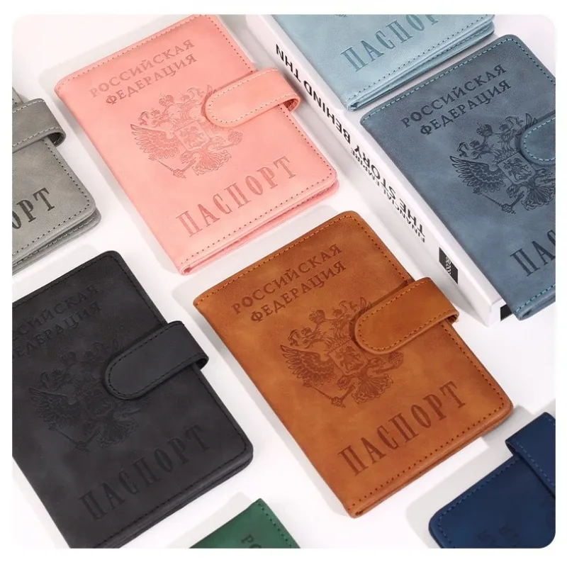 rfid russe pu porte-passeport portefeuille de voyage couverture de passeport étui de passeport porte-billet d'avion porte-carte d'identité accessoires de voyage