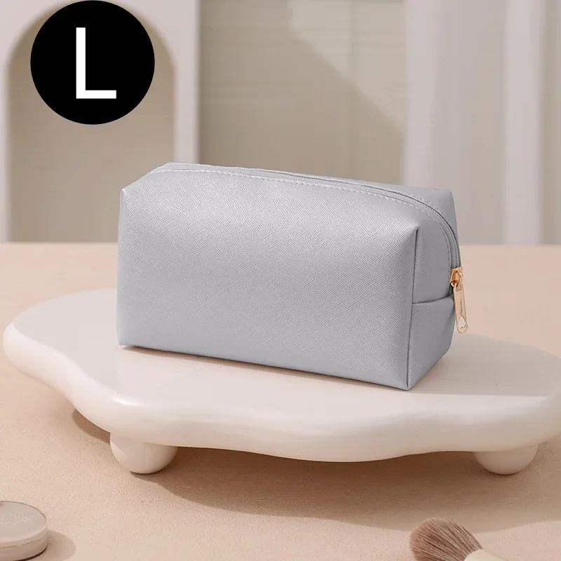 trousse de maquillage en cuir avec logo personnalisé, grande capacité, idéale pour les voyages, disponible en plusieurs couleurs, en cuir pu souple, avec fermeture à glissière, pour femmes (2 tailles).