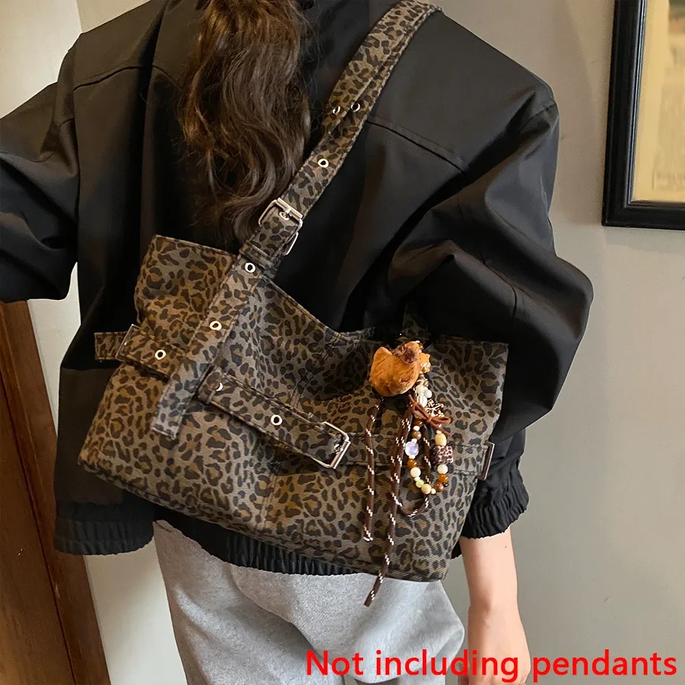 sac décontracté imprimé léopard pour femmes, grande capacité, nouveau sac à bandoulière léger et polyvalent, fourre-tout décontracté pour les déplacements