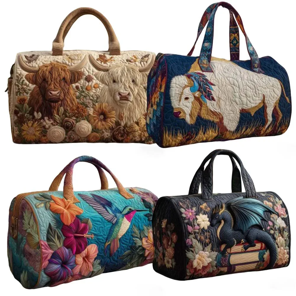 ‌ sac de voyage matelassé vintage 3d à motif animalier pour femmes et hommes, sac fourre-tout de week-end 2026 pour l'extérieur