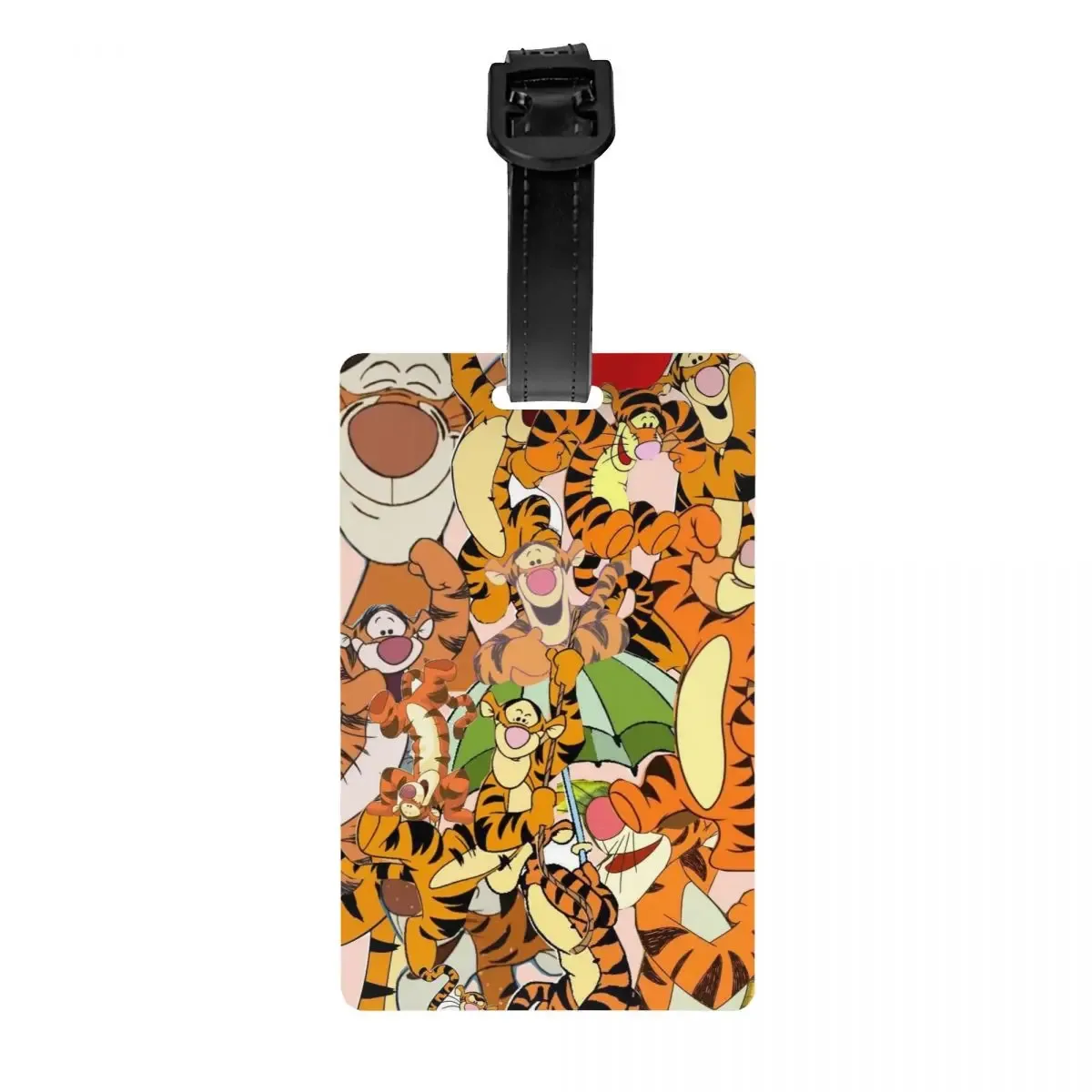 étiquette de bagage personnalisée avec dessin animé tigger et winnie l'ourson, protection de la vie privée, étiquettes de bagages, étiquettes de sac de voyage, étiquettes de valise
