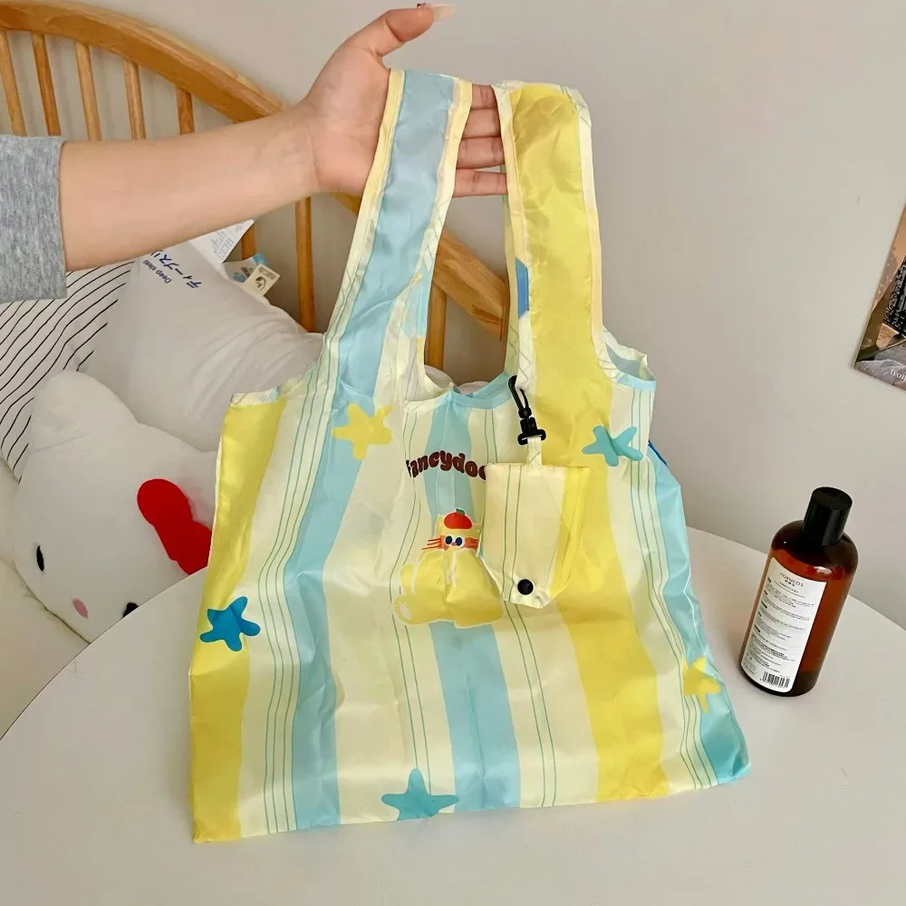 sac de courses pliable en nylon créatif, sacs de rangement, fourre-tout, sac écologique de dessin animé, sac d'épicerie de voyage étanche réutilisable, collation