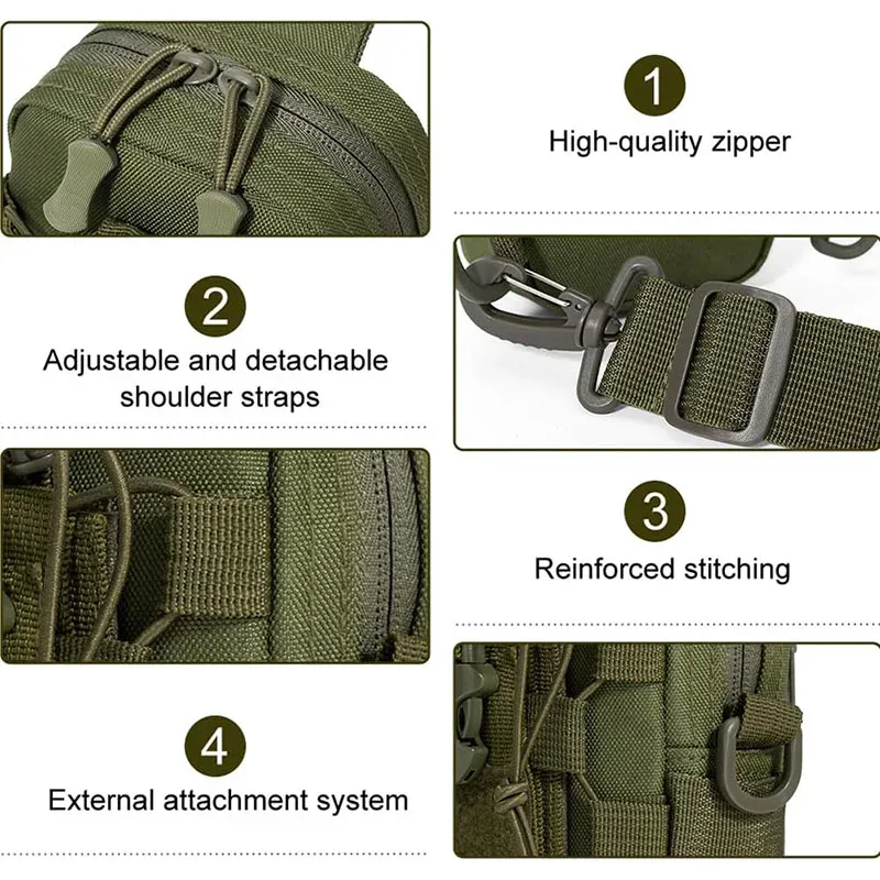 sac de poitrine multifonctionnel tactique pour homme, sac banane pour bouteille d'eau, pochette de rangement pour téléphone, idéal pour le camping et le cyclisme