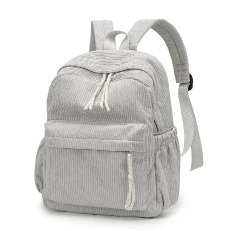 sac dos velours côtelé broderie personnalisation voyage grande capacité pliable extensible poche intérieure poche extérieure bandoulière arquée fermeture éclair