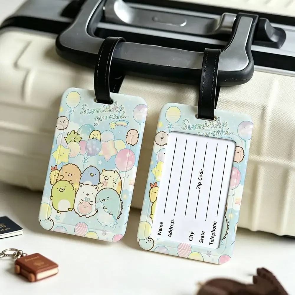 porte-étiquette d'identification anti-perte en pvc flexible sumikko gurashi, anime japonais, pour tous types de sacs de voyage