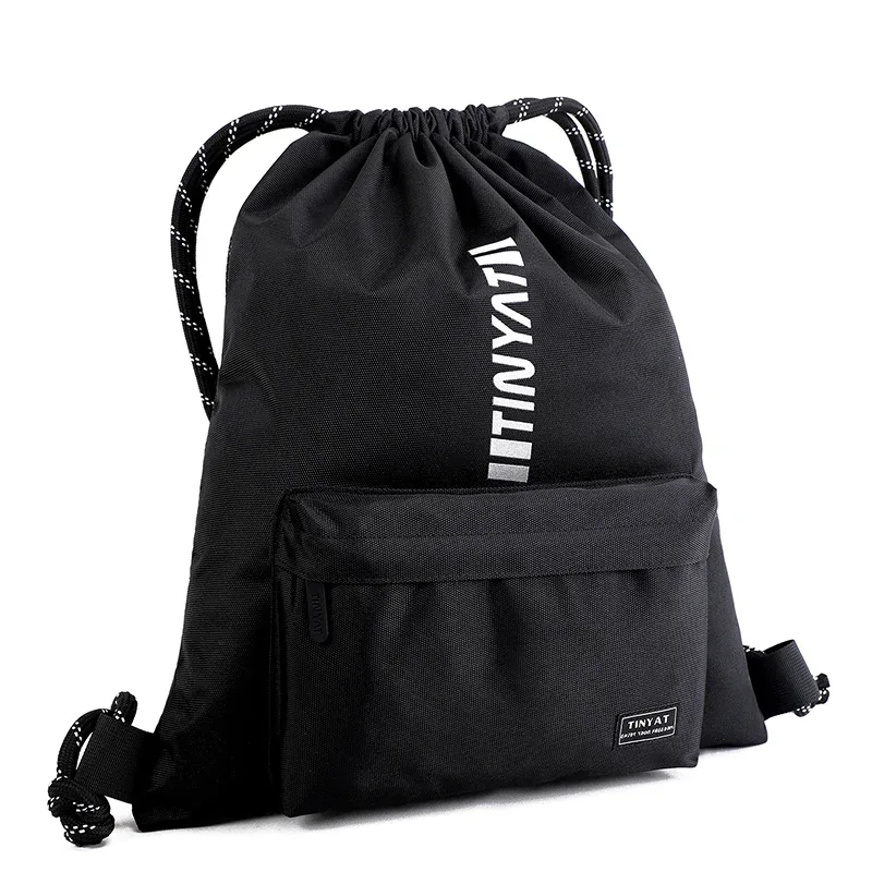 tinyat sac à dos à cordon de serrage pour homme avec bretelles réglables sac de sport sac de voyage léger en polyester pour un usage quotidien