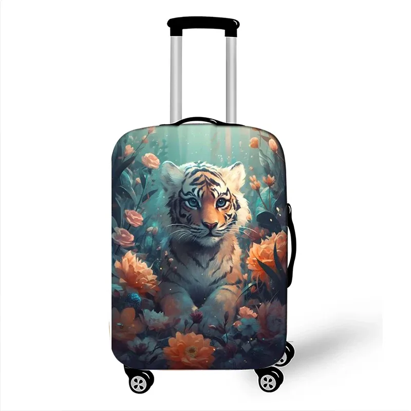 housse de protection pour valise aquarelle, motif animal mignon, tigre, lapin, panda, pour voyage, valise, housse de chariot élastique