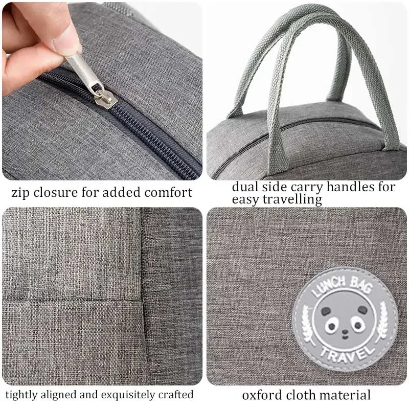 sac de rangement de voyage unisexe multifonctionnel, sac isotherme portable, boîte à bento en aluminium imperméable, sac à bento pour étudiants