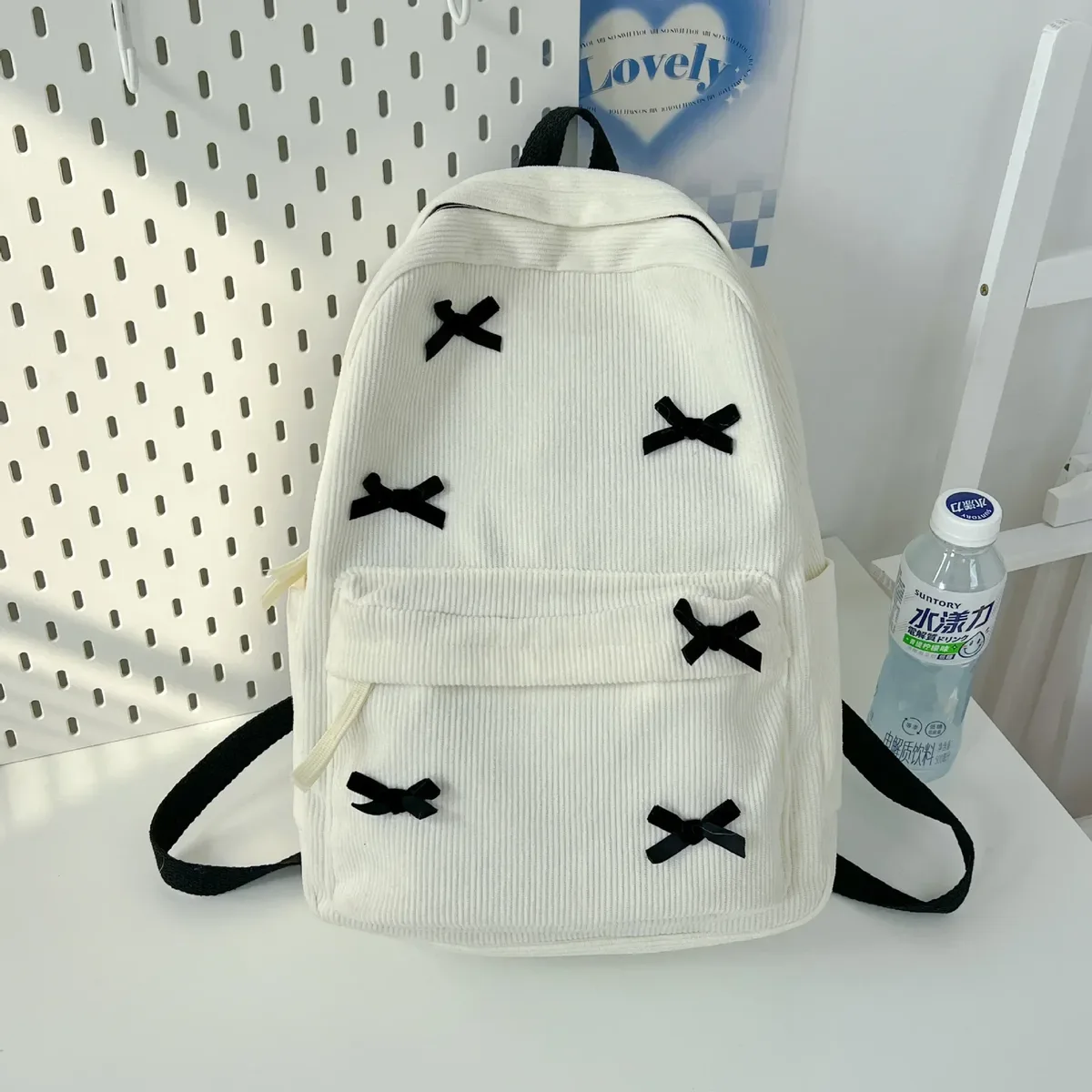 y2k – sac à dos pour ordinateur portable à motif d'étoile pour filles, sac à dos d'école de grande capacité pour adolescentes, sac à dos en velours côtelé, sac à bandoulière à double sangle