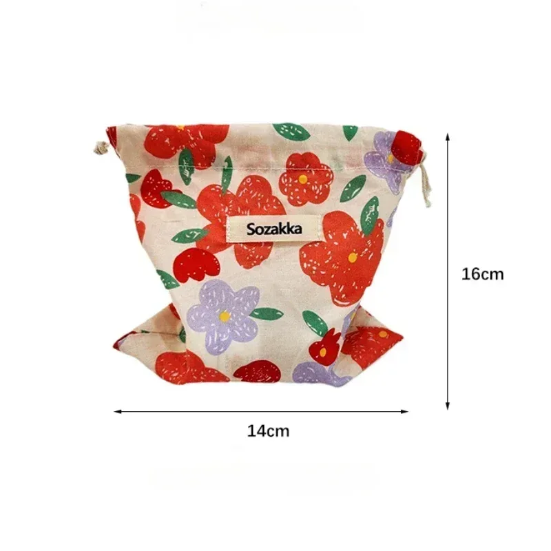 sacs à main en coton floral pour femmes, petit sac à cordon de proximité, trousse de toilette rouge à lèvres, poudres de maquillage, porte-monnaie, sac de rangement pour écouteurs prédire