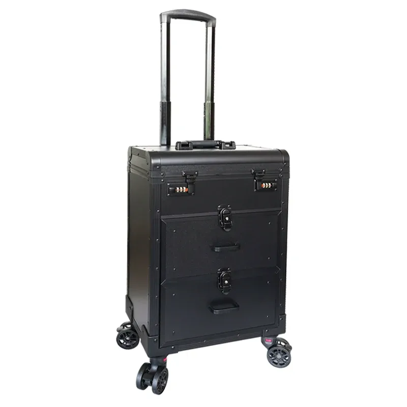 sac de maquillage professionnel de grande capacité, bagages, boîtier de chariot d'artiste, rangement d'ongles de voyage, valise de maquillage, boîte à outils de tatouage roulante