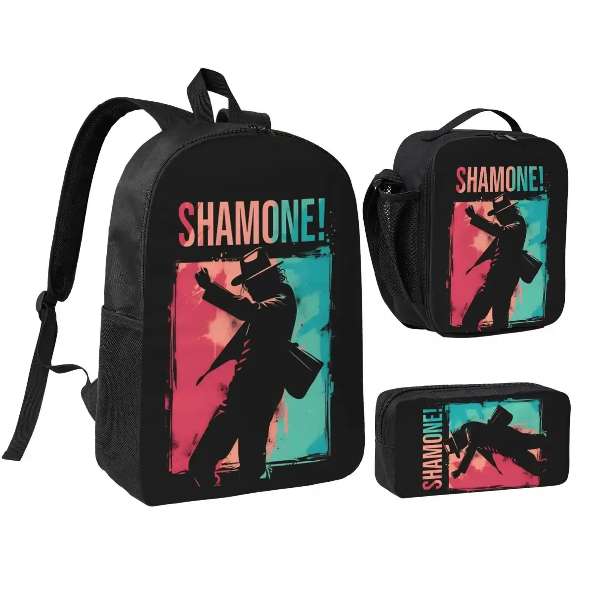 sac à dos michael jackson 3 pièces/ensemble pour étudiant, sac à dos de lycée, sac à lunch, trousse à crayons, ensemble de trois pièces imprimées.