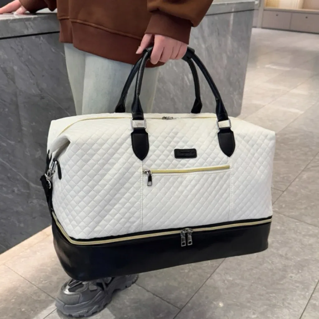 ensemble de 2 sacs de voyage avec compartiment à chaussures, sac de week-end imperméable et trousse de toilette, sac de voyage pour la nuit, idéal pour la gym, les affaires ou l'hôpital
