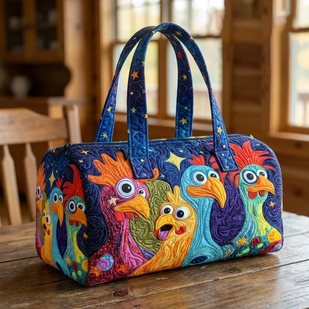 sac de voyage matelassé gf funny art à imprimé poulet, style bohème 2026, personnalisé, fourre-tout de voyage pour femmes et hommes, sac de week-end