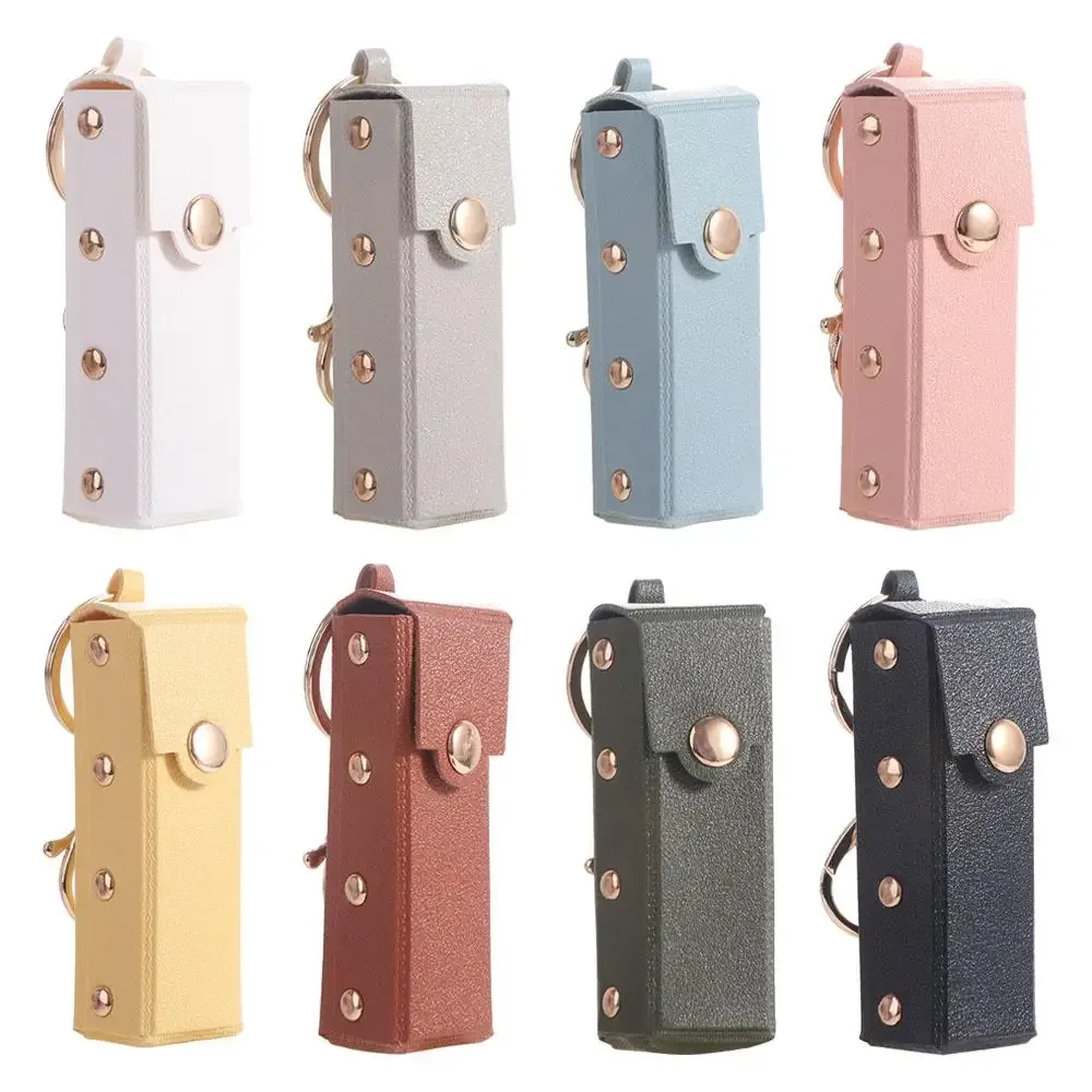 Pochette à rouge à lèvres portable et étanche avec porte-clés, étui de rangement en cuir souple pour rouges à lèvres, housse de protection cosmétique