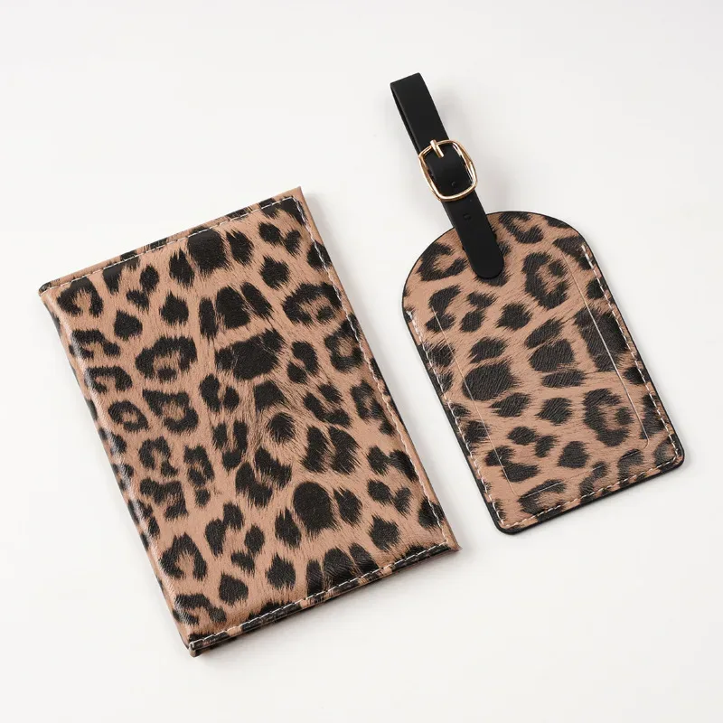 Housse de protection pour passeport à imprimé léopard, porte-passeport de voyage, portefeuille, étui pour cartes en cuir PU, sac de rangement unisexe