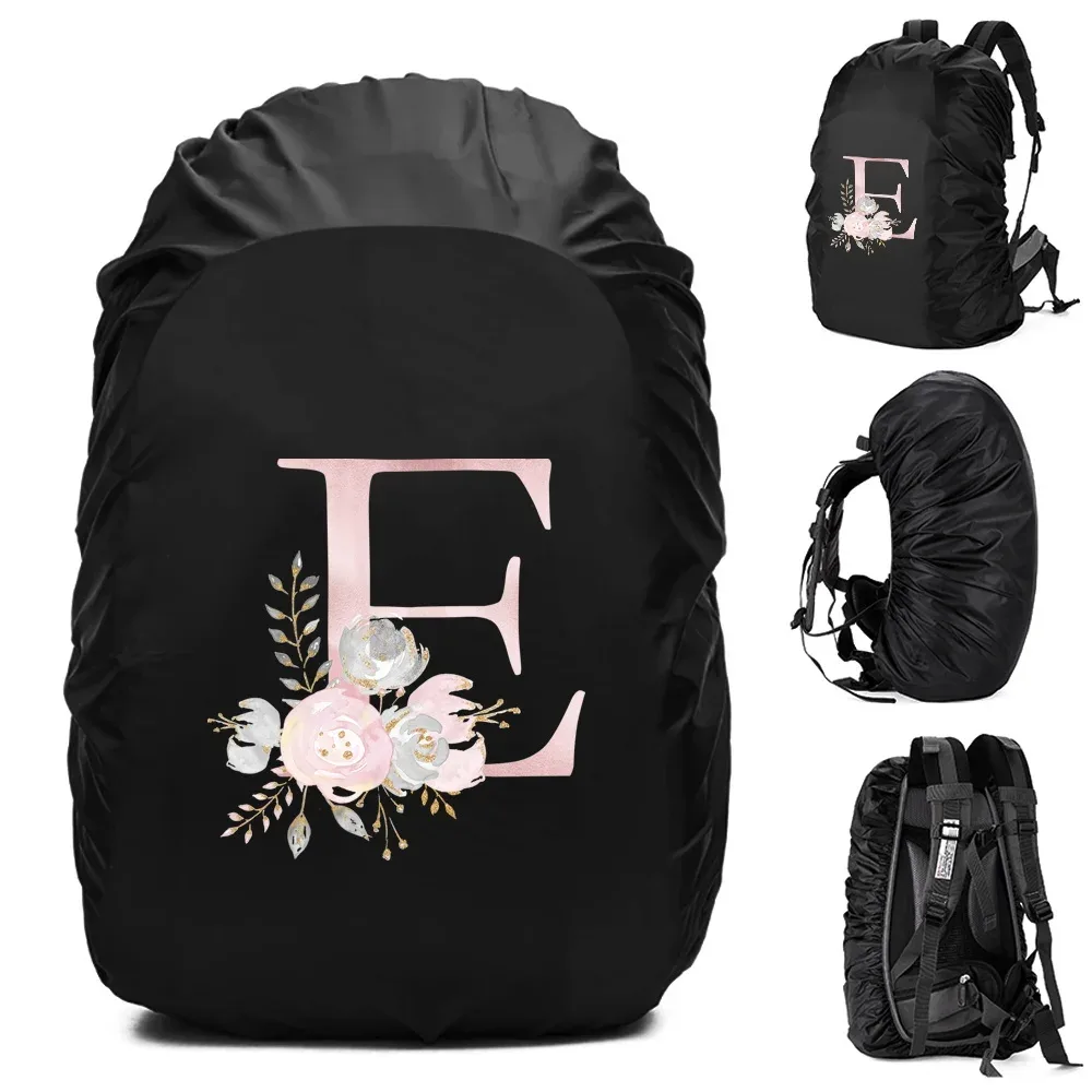housse de pluie imperméable pour sac à dos 20-70l, motif fleurs roses et lettres, pour sports de plein air, cyclisme, sécurité, mode, camping, randonnée