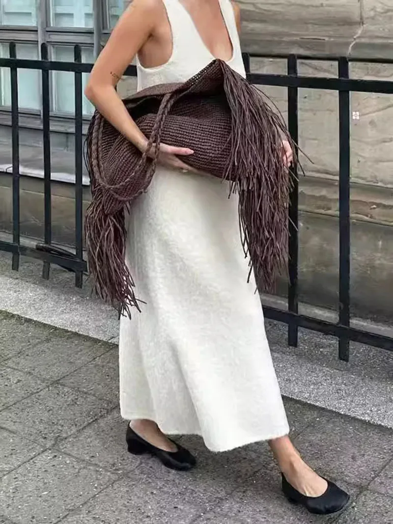 décontracté gland tissé femmes sacs à bandoulière à la main frange dame sacs à main été plage grand sac fourre-tout grand shopper sac à main pour les vacances