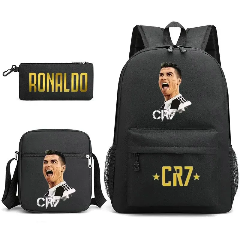 sacs d'école de cosplay football cr7, sac à dos pour ordinateur portable, pour adolescents garçons et filles, 3 pièces/ensemble