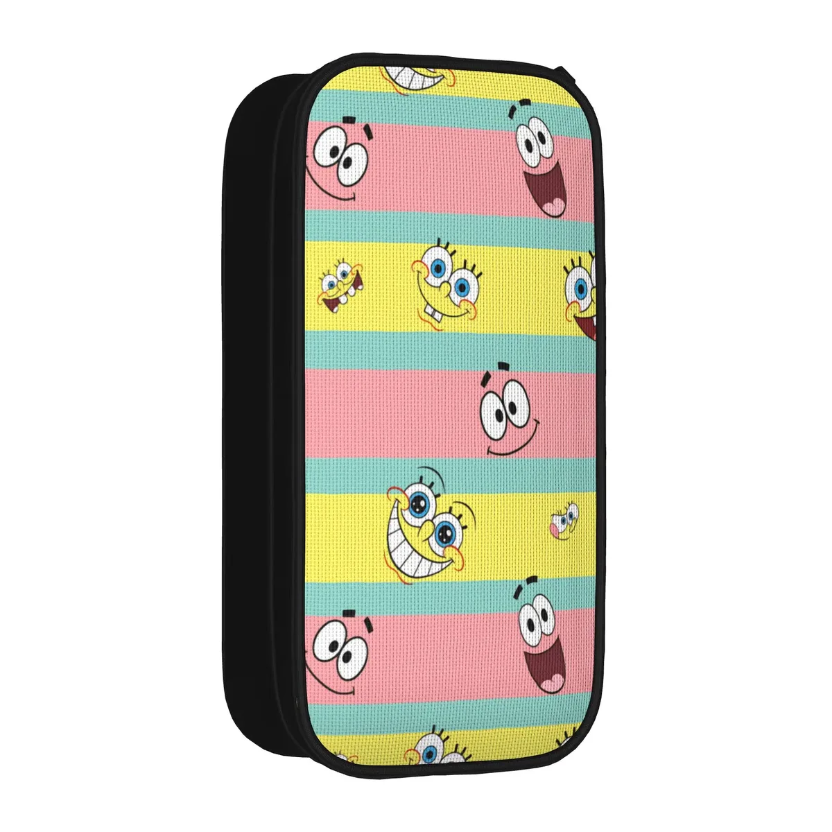 trousse à crayons s-spongebobs avec portraits de visages multiples, pochette en toile, grande capacité, pour garçons et filles, fournitures scolaires