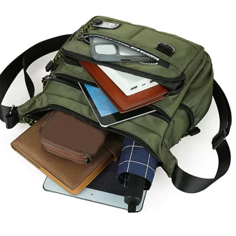 sac bandoulière pour homme avec poches multicouches, sangle réglable, sac à bandoulière professionnel