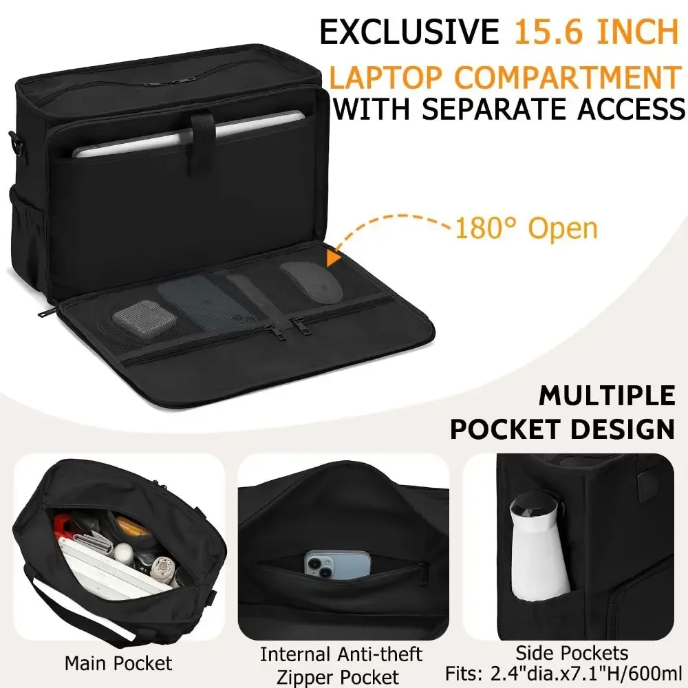 sac fourre-tout à déjeuner 2 en 1 pour femmes, compartiment à déjeuner isolé, sac pour ordinateur portable 15.6 pouces, sac à main d'ordinateur de grande capacité pour le travail