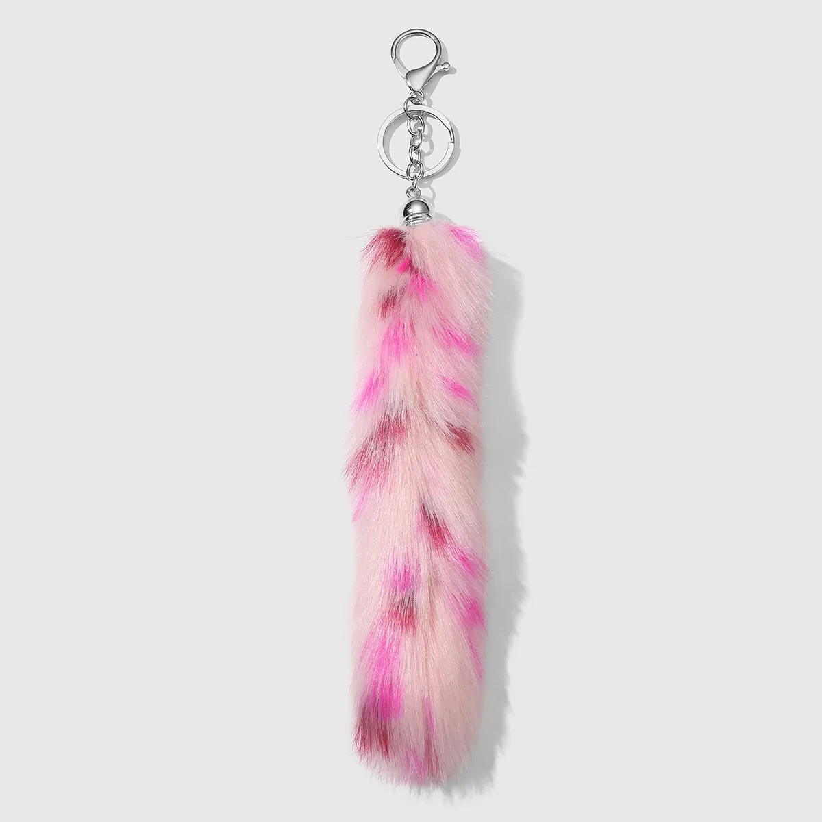 porte-clés queue de raton laveur en fausse fourrure, breloque de sac rayée et moelleuse pour femmes et filles, accessoire pendentif pour sac à dos et sac à main style y2k punk