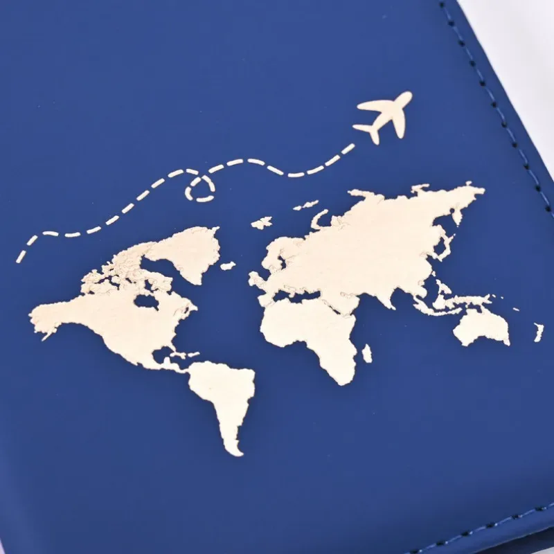 étui de passeport fin en pu avec carte du monde – indispensable pour les voyages et les croisières – porte-passeport portable pour tous les pays