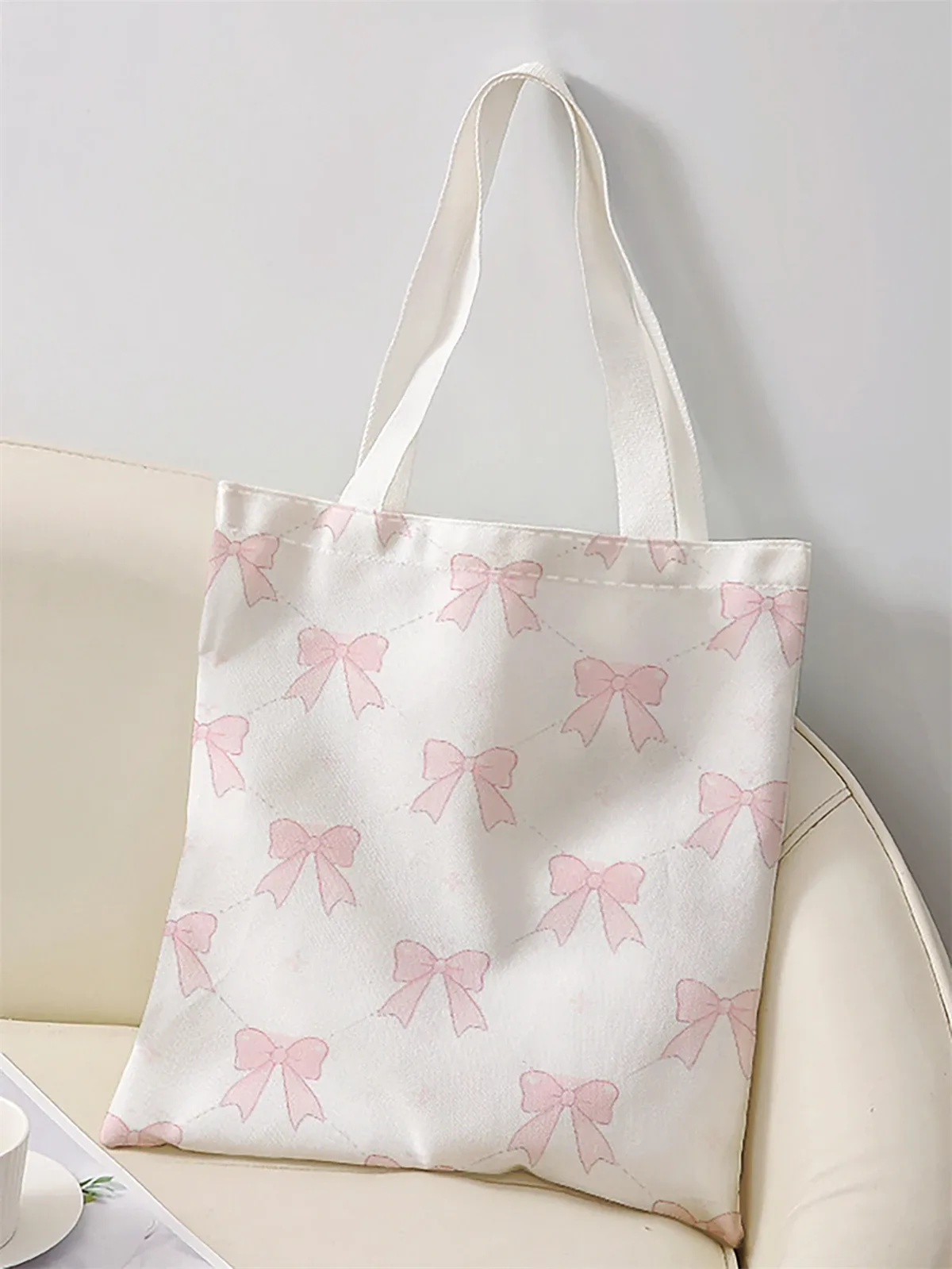 sac à main décontracté imprimé motif nœud, sac à dos réutilisable et tendance, sac à main multifonctionnel, sac de shopping en toile
