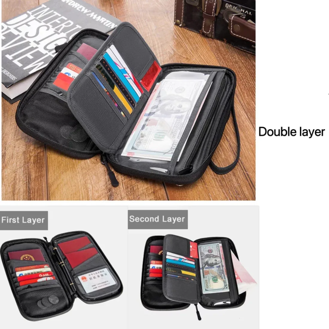 portefeuille de voyage porte-passeport organisateur de documents de voyage étui de passeport étanche durable avec bloqueur rfid pour femmes hommes