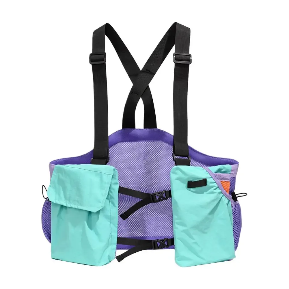 sac de cyclisme extérieur léger, gilet de course, sac à dos pour la randonnée, la course à pied et le marathon, sac de poitrine avec poche de rangement pour téléphone et gobelet