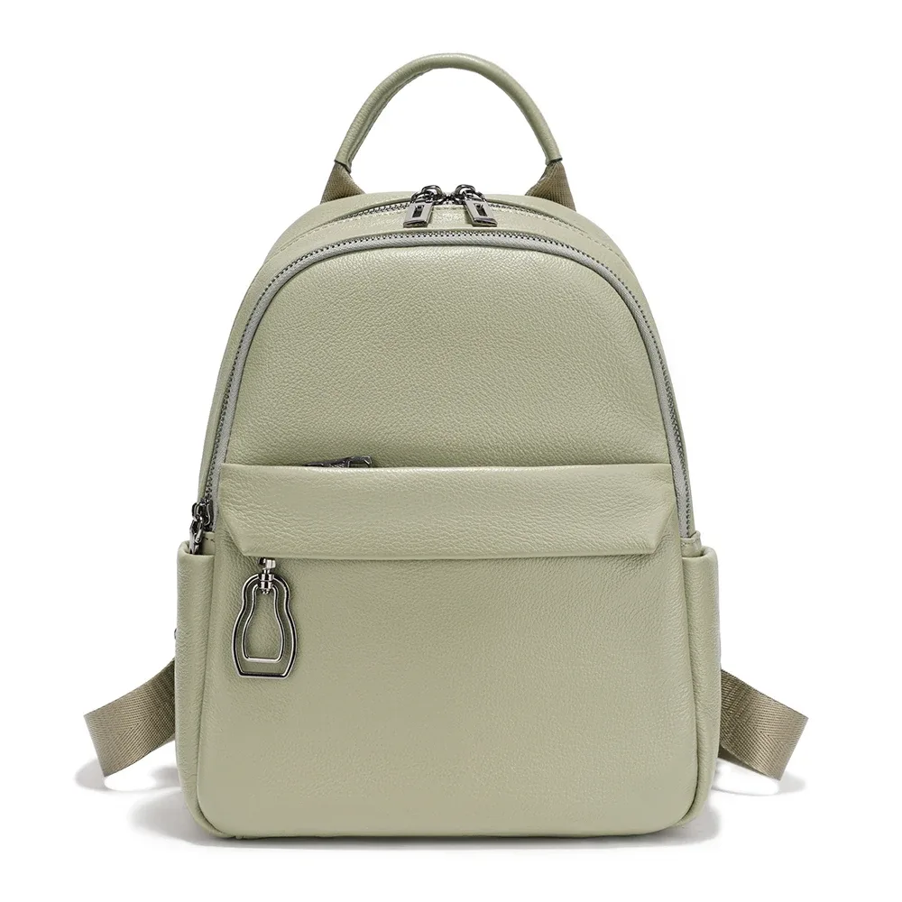 zency – sac à dos 100% cuir véritable pour femmes, cartable de haute qualité pour les déplacements, les voyages et l'école, sac à dos vert, nouveau