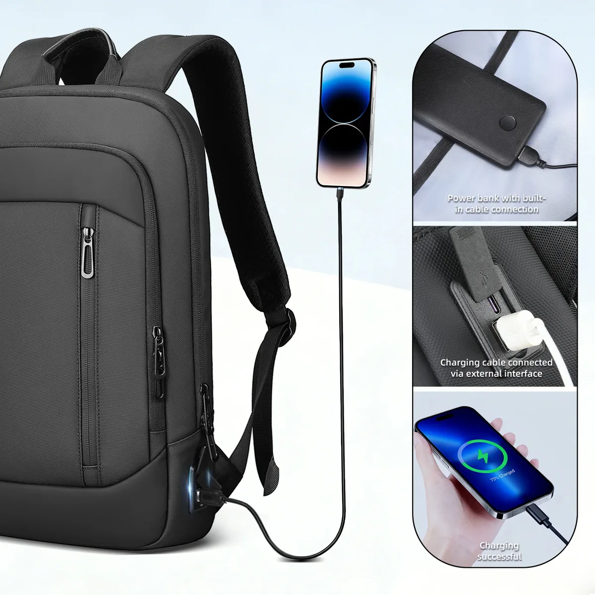 heroic knight sac à dos d'affaires portable pour homme mince 15,6 pouces sacs pour ordinateur portable sac à dos de voyage étanche mochilas d'école minimalistes