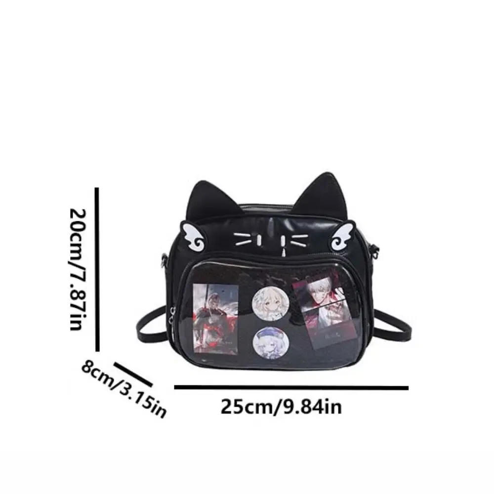 sac à fermeture éclair mignon, sac itabag chat kawaii en pu et coton, pochette transparente, portefeuille, sac pour petits objets, sacs à dos de mode, voyage