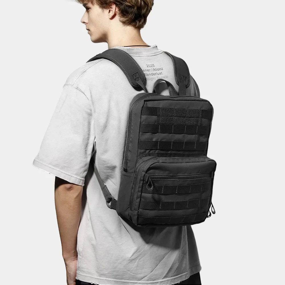 sac à dos tactique pour ordinateur portable de 14 pouces pour hommes, petit sac à dos compact edc avec système molle, nylon durable, noir et kaki