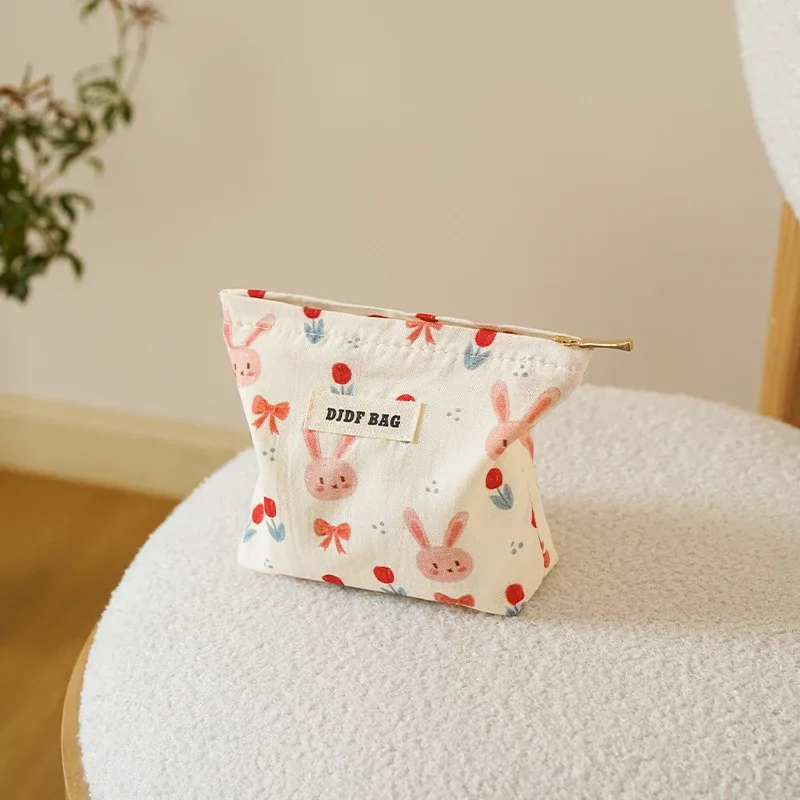 sac à cosmétiques lapin violet pour femme, grande capacité, sac de rangement pour produits de soins de la peau, sac d'agrément de voyage, sac pratique portable