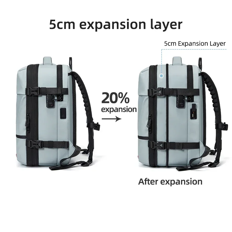 sac à dos de voyage décontracté 16 pouces, sac à dos pour ordinateur portable à compression sous vide, sac à dos scolaire avec port de charge usb, sac à dos de randonnée et d'affaires extensible